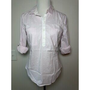 Zara basic button down striped pink anchor Accents XL Collar Preppy Casual